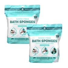 Scrubzz 50 Disposable Rinse-Free Sponges Sensitive Skin – No Water Bath Wipes fo