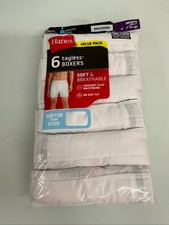 6-Pack Hanes Men's 3XL Tagless Woven White Boxers Soft Breathable No Gap Fly NEW