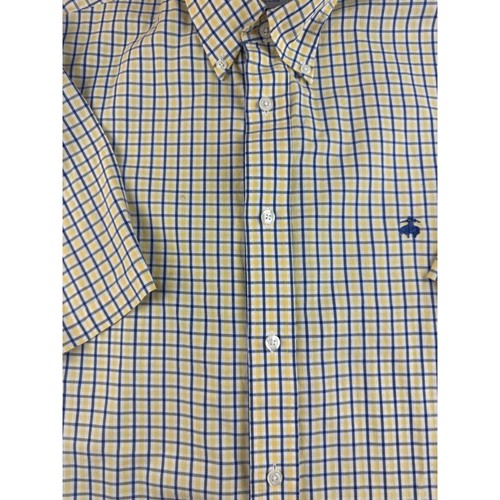 Brooks Brothers Regent Plaid Short Sleeve Button Down Shirt - XL Yellow Blue - Picture 6 of 9