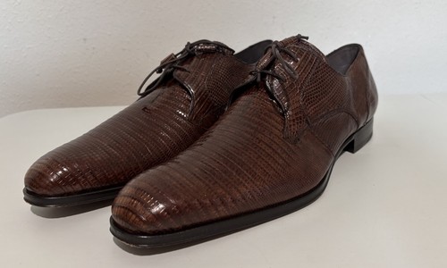 Mezlan Lizard Skin Tassel Derby in Brown Men's Size 10.5M