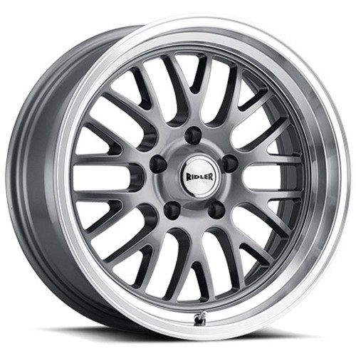 18x9.5 Ridler 607 Grey W/Machined Lip Wheel 5x5 (6mm)