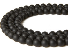 150Pcs 6Mm Matte Black Beads Natural Gemstone Beads round Loose Beads for Jewelr