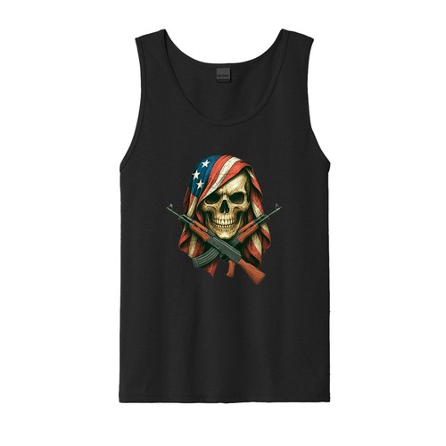 Camiseta sin mangas con bandera calavera terror militar americano para hombre EE. UU. Nuevo regalo unisex - Imagen 6 de 8