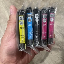 5 Genuine Epson 220 Black & Color XP420 XP424 WF2630 WF2650 WF2660 (NOT Initial)