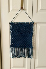 Handmade Blue Macrame Wall Hanging Art Boho Hippie Home Decor