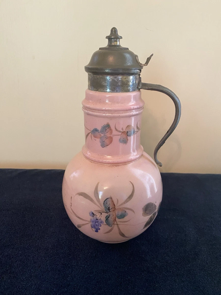 ジャムポット　ピンクガラス　1870年代　英国 ヴィンテージ　s0131 Glass Pink Collectible 1850-1899 Time Period Manufactured Jugs