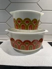 2 Vintage Pyrex Arches or Fish Scale Bowl Set 343 & 344 1.5 & 3 Quarts EUC