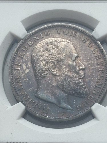 Württemberg Kaiserreich 3 Mark 1909 Tolle Patina NGC AU58 - Bild 1 von 4