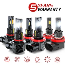 6X 9005 H11 H11 Combo LED Headlight High Low Beam Fog Light Bulbs Kit 300W 6500K