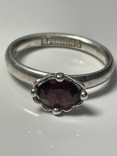 'SPINNING 925' sterling silver and oval garnet ring band size M JANUARY BIRTHDAY - Picture 10 of 17