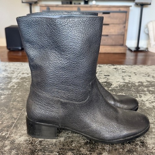 Michael Kors Black Pebbled Leather Ankle Mid Calf Boots Size 9.5 - Picture 3 of 8
