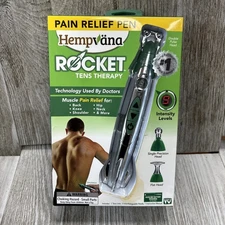 Hempvana Rocket Tens Therapy Pain Relief Pen - Silver/Green~Open Box/Damaged Box