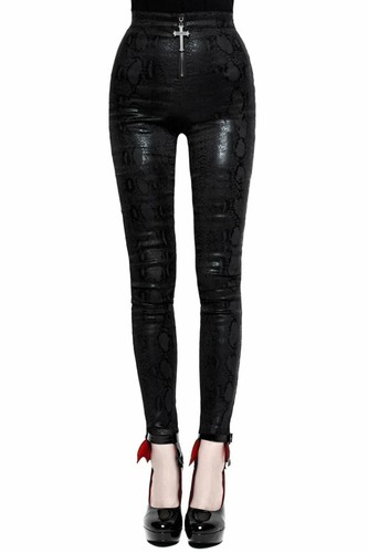 Killstar Incantation Hose Damen Medium schwarz Kunst Python Schlangenleder Kreuz Reißverschluss - Bild 1 von 7