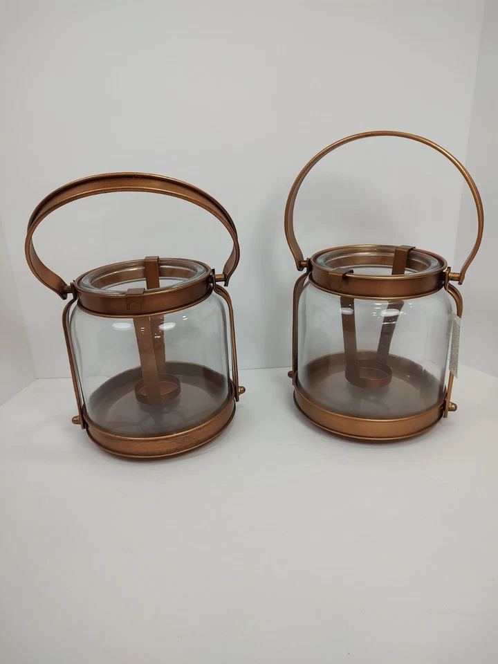 2 candelabros grandes Yankee candle estilo linterna de cobre casa de campo porche Foto 2 de 4