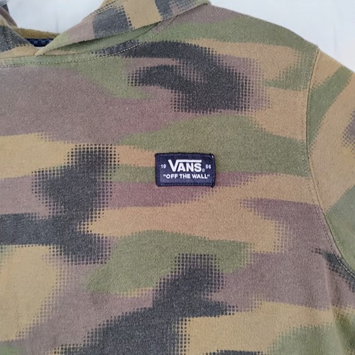 Vans Hoodie Youth Large Green Camo Logo Off The Wall Long Sleeve Hooded Sweater - Picture 3 of 6