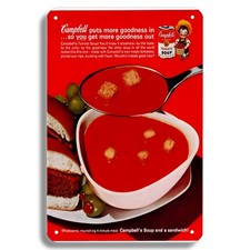 Vintage Campbell's Tomato Soup 8 x 12 Inch Aluminum Tin Sign 4 Holes - ETIN1596
