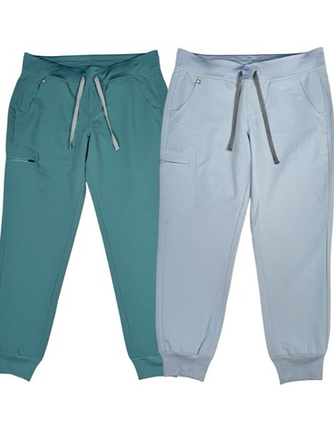 Figs Women's Yola Scub Pants Jogger Lot of 2 - Large - Green / Gray