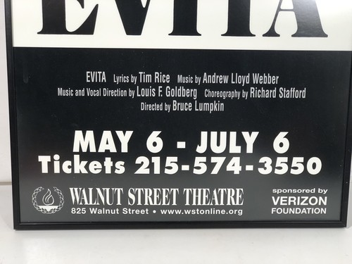 Broadway Evita Window Card Walnut Street Philadelphia PA Theatre Display USA - Picture 3 of 12