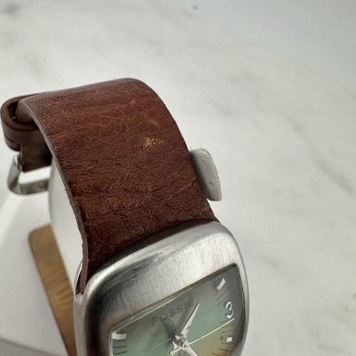 Rare Women’s Fossil Rainbow Mother of Pearl Dial ES-9583 Leather Watch, Working - Picture 5 of 12
