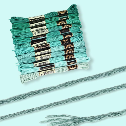 12 matassine 6 fili filo punto croce verde variegato sfumato ricamo flo - Foto 5 di 7