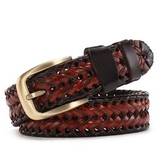 Classic Woven Leather Belts Weave Belt Men Braided Waist Belt 3.5cm Width
