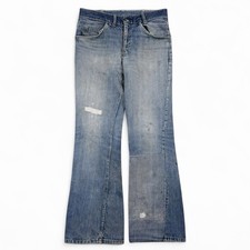 Vintage 60s Flared Bootcut Jeans Faded Distressed Cowboy Denim Sz 30x32 Whiskers