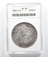 1892-O Morgan Silver Dollar AU58 ANACS Soapbox *9787