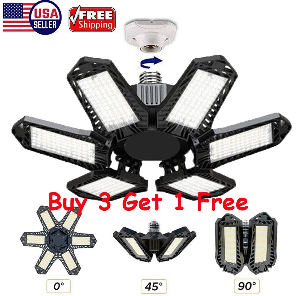 12000000LM LED Garage Light Super Bright Work Shop Ceiling Light Deformable Bulb