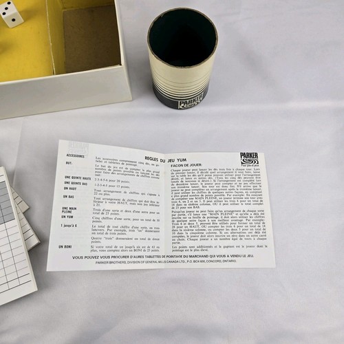 Vintage Parker Brothers Game of Yum Dice Game Canadian Bilingual Edition VTG - Photo 11 sur 11
