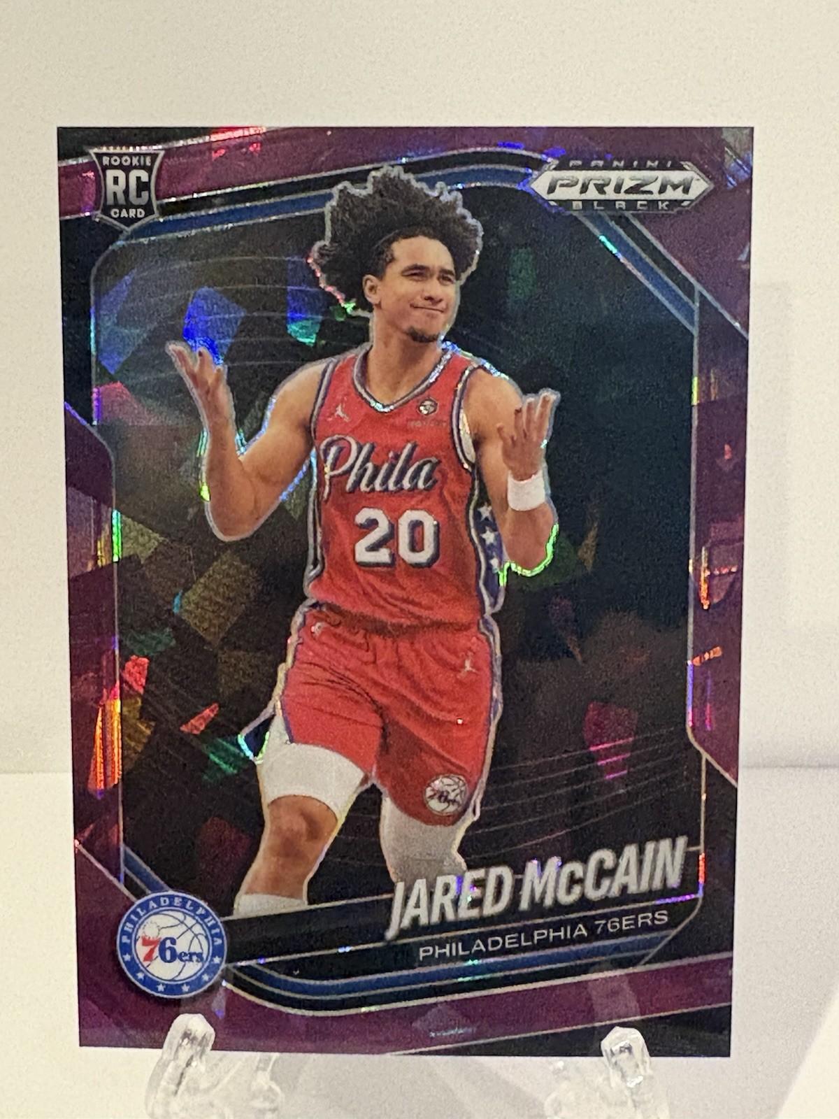 2024-25 Prizm Black #80 Jared McCain RC Purple Ice /149 76ers Thunder RC