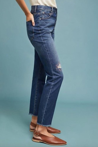 Anthropologie Ella Moss High Waist Straight Jeans Size 24 Blue New Tag $119 NWT - Picture 4 of 10