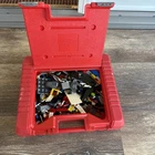 Vtg 1985 Lego Red Carrying Case Plastic Storage Box with  2.2 Lb LEGOS Pieces