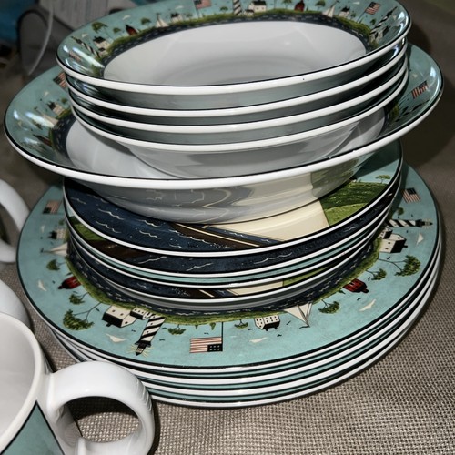 18 Pieces Of Coastal Breeze  1998 Warren Kimble Dishes - Picture 2 of 12