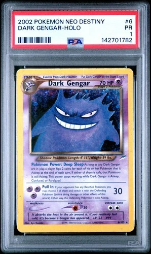 PSA 1 Dark Gengar 6/105 2002 Neo Destiny Holo Rare Pokemon Card