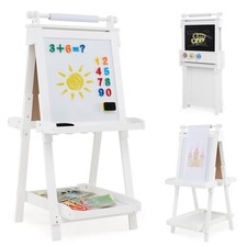 Foldable Easel for Kids 3-in-1 Double-sided Art Easel with Chalkboard White