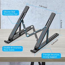 Adjustable Portable Laptop Stand Riser Abs Silicone Foldable Ventilated 10-15.6"