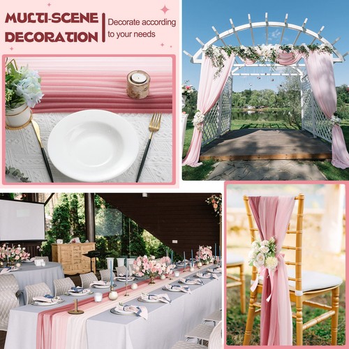 12 Stck. Chiffon Tischläufer 10 Fuß, 15 x 120 Zoll Transparent Hochzeit Dekorationen Ro... - Bild 7 von 7