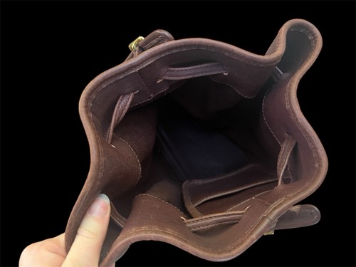 Borsa a secchiello Coach 9165 vintage in pelle conciata a guanto marrone con coulisse made in USA - Foto 10 di 15