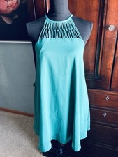 Lulus Tell Me Green Swing Dress Caged Apron Neckline Cocktail Wmns Sz Sm A323