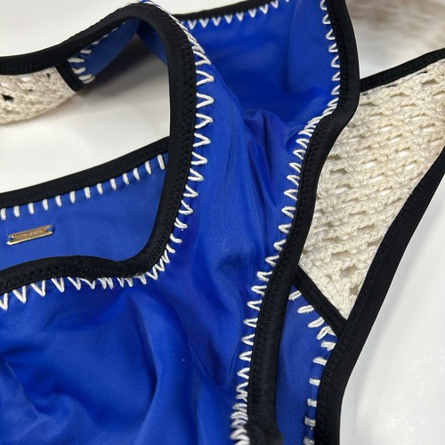 Y2K Victorias Secret Size Large Classic Hipster Bikini Bottoms Blue Black #3708 - Picture 7 of 7