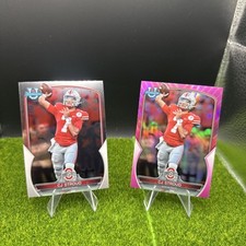 CJ Stroud 2022 Bowman University Chrome Pink Refractor #100 Ohio State/Texans