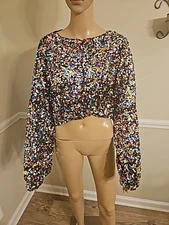 12th Tribe Multiple Sequin Crop Top
