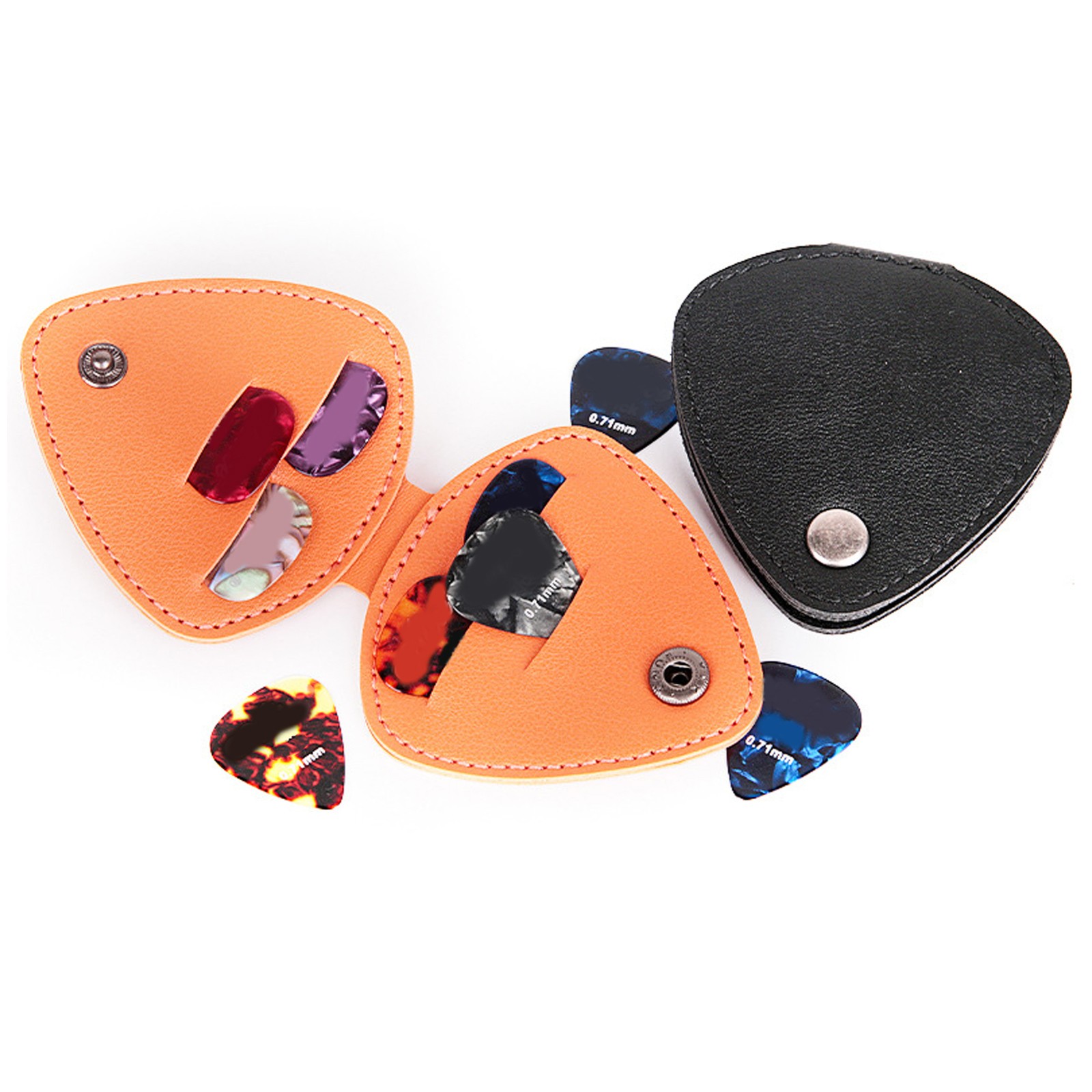 ¸Guitar Pick Storage Bag 6 Slots Container PU Leather Metal Buckle Picks Hold