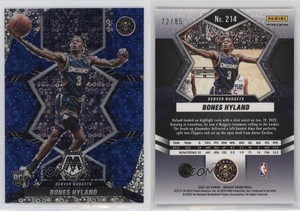 2021 Panini Mosaic Rookies Blue Fast Break Prizm /85 Bones Hyland #214 Rookie RC