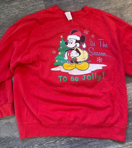Vintage Disney Mickey Mouse Christmas Party Holiday Sweater Top Womans L Festive - Picture 4 of 4