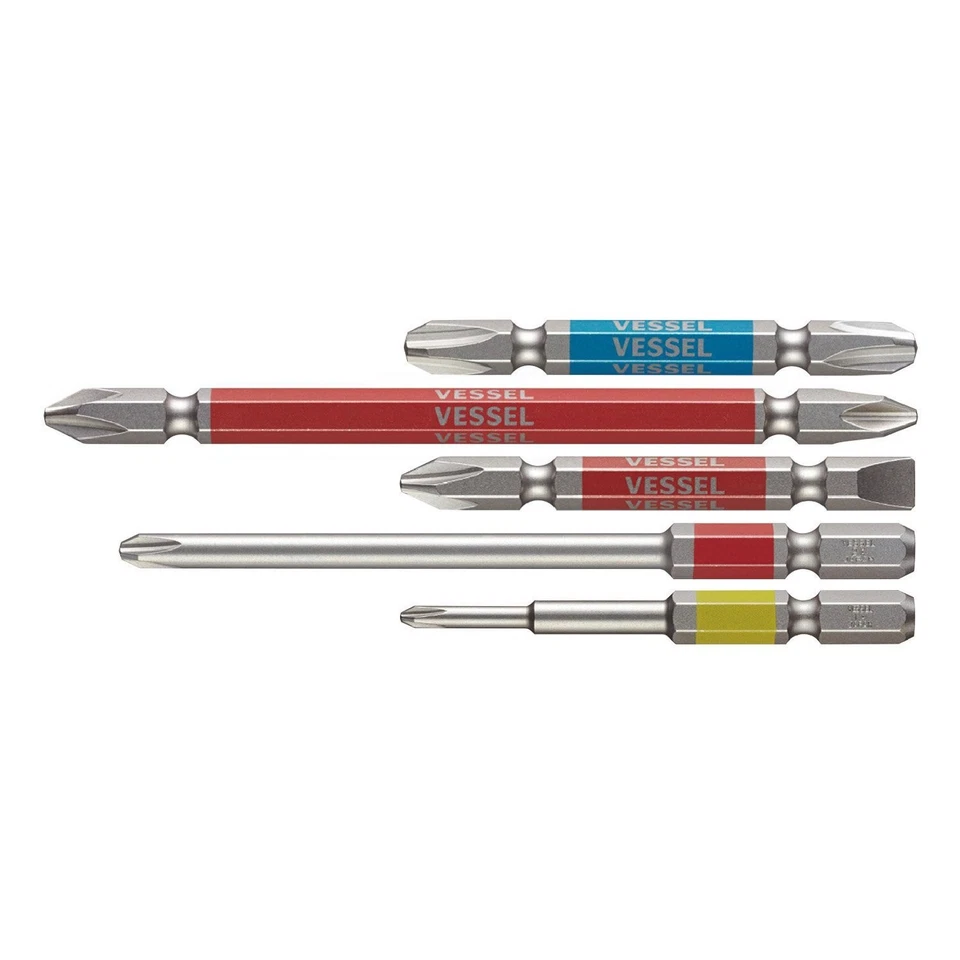 VESSEL GS5P-01 Rainbow Bit Set PH1/2/3 SL6 65/100/110mm 1/4" Hex Magnetic 5pcs - Image 3 of 4