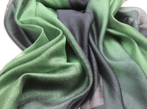 Cotton Silk Scarf Elegant Soft Wraps Color Shade Scarves for Women Dark Green - Picture 3 of 7