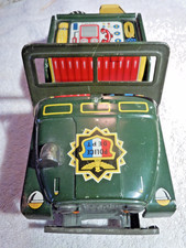 8 INCH LONG JAPANESE TIN GREEN "POLICE DEPT" JEEP TOY