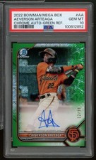 Aeverson Arteaga Rookie 2022 Bowman Mega Box Chrome Auto-Green Ref #AA PSA 10