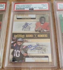 2021 Justin Fields - Mac Jones Contenders Round 1 Gold Dual Autographed #7/10 !!